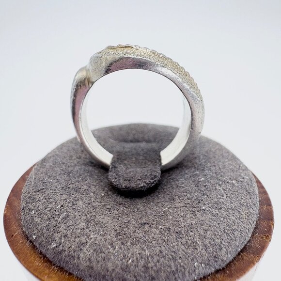 VTG Solid Sterling Silver 925 Etched Rough Textured Freeform Band Ring Size 7 - Picture 4 of 10